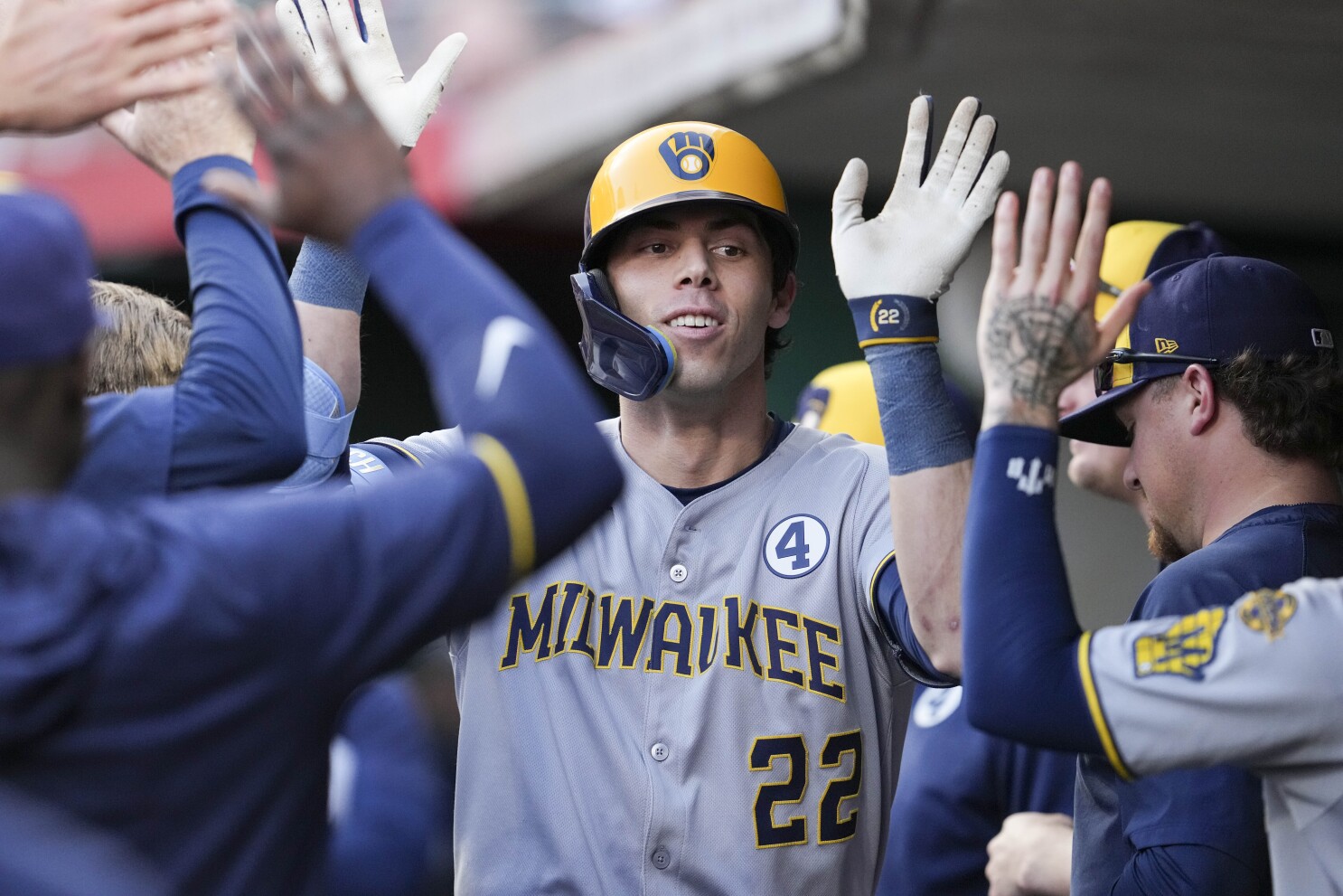 Bruised hand? No problem as NL Player of the Week Christian Yelich and Brewers continue momentum