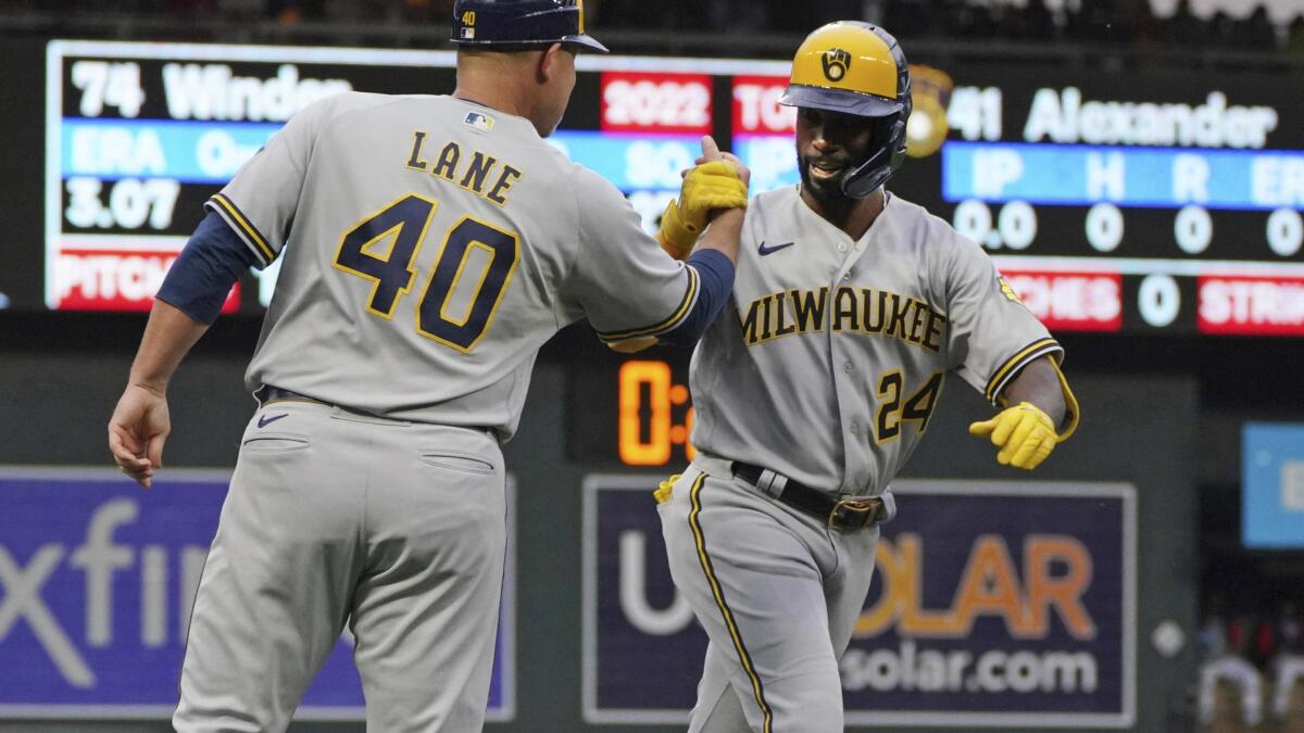 Brewers top Twins 6-3, as McCutchen, Adames hit 2-run homers