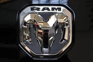 FILE - This is the 2020 Ram truck logo on display at the 2020 Pittsburgh International Auto Show Thursday, Feb.13, 2020 in Pittsburgh. Stellantis is recalling nearly 250,000 heavy duty diesel Ram trucks in the U.S., Thursday, Nov. 17, 2022 because transmission fluid can leak and cause engine fires. The recall covers certain 2020 to 2023 Ram 2500 and some 2020 through 2022 Ram 3500 trucks. (AP Photo/Gene J. Puskar, File)