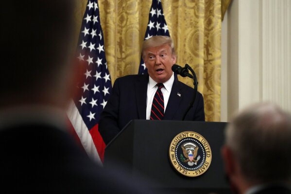President Donald Trump speaks during a signing ceremony for H.R. 1957 – "The Great American Outdoors Act," in the East Room of the White House, Tuesday, Aug. 4, 2020, in Washington. (AP Photo/Alex Brandon)