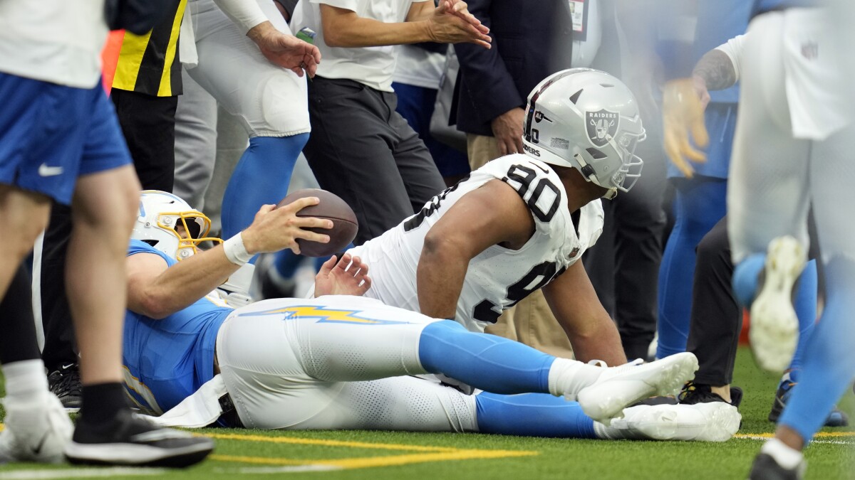 Ex-Charger Jerry Tillery ejected for late hit on LA QB Justin Herbert