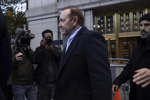 Actor Kevin Spacey leaves court in a civil lawsuit trial, Tuesday, Oct. 18, 2022, in New York. (AP Photo/Yuki Iwamura)