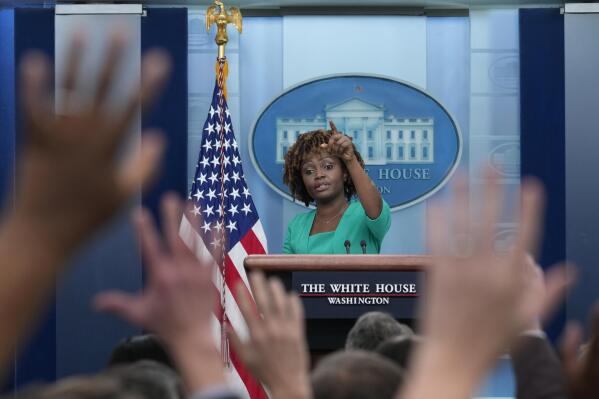 White House press secretary Karine Jean-Pierre speaks during the daily briefing at the White House in Washington, Wednesday, Jan. 18, 2023. (AP Photo/Susan Walsh)