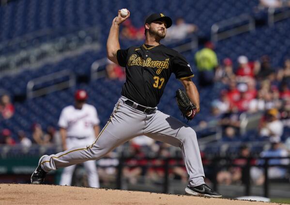 Pittsburgh Pirates' Jordy Mercer is shown between inning during a