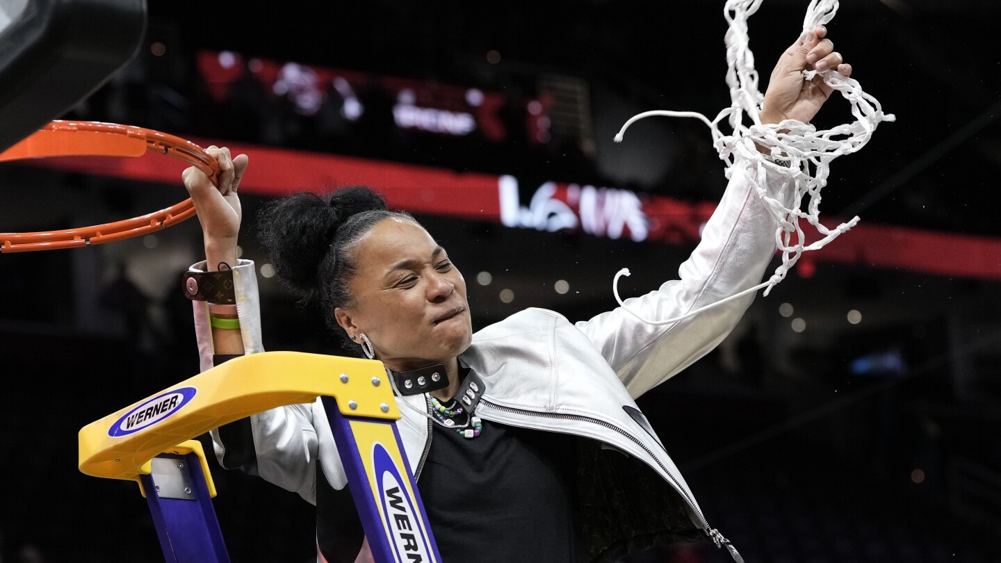 South Carolina’s Dawn Staley wins third national title, Gamecocks end perfect season by beating Iowa