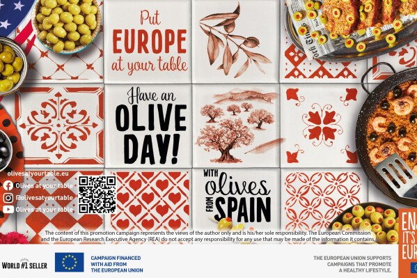 Put Europe at your table. Have an olive day! Credit: Interaceituna / More information via ots and www.presseportal.de/en/nr/149561 / The use of this image for editorial purposes is permitted and free of charge provided that all conditions of use are complied with. Publication must include image credits.