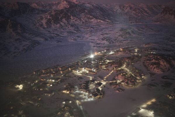 A general view of Sisimiut, Greenland, Wednesday Feb. 18, 2025. (AP Photo/Emilio Morenatti)