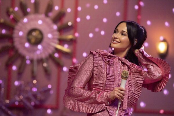 This image released by Amazon Studios shows Kacey Musgraves during a taping of "The Kacey Musgraves Christmas Show," streaming on Amazon on Nov. 29. (Anne Marie Fox/Amazon Studios via AP)