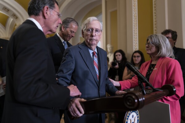 Mitch McConnell briefly leaves news conference after freezing up mid-sentence | AP News