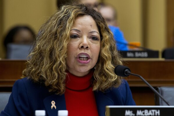 FILE - In this Wednesday, Feb. 6, 2019 file photo, Rep. Lucy McBath D-Ga., speaks during the House Judiciary Committee hearing on gun violence on Capitol Hill in Washington. Democratic congresswoman Lucy McBath says she won't run in either of Georgia's two U.S. Senate contests. McBath, who was being recruited by state and national party leaders, said Thursday, Sept. 19, 2019 that she would instead focus on winning a second House term. (AP Photo/Jose Luis Magana, File)