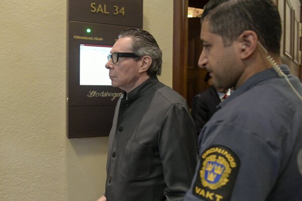 
              Frenchman Jean-Claude Arnault at the district court in Stockholm on Monday Sept. 24, 2018, for hearings in his trial for alleged rape and sexual assault.  Arnault, a major cultural figure in Sweden and the husband of Swedish Academy member Katarina Frostenson, is on trial accused on two counts of rape of a woman in 2011. (Janerik Henriksson / TT via AP)
            