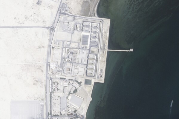 This satellite photo from Planet Labs PBC shows the Jaw Rehabilitation and Reform Center near Jaw, Bahrain, July 26, 2023. Bahrain prison inmates are taking part in a hunger strike over conditions there, activists and authorities said Wednesday, Aug. 9, 2023, the latest sign of simmering unrest in the island kingdom a decade after the Arab Spring. (Planet Labs PBC via AP)