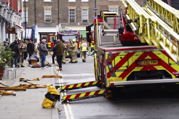 Firefighters from the Chiltern Fire Station in central London (James Manning/PA via AP) after the fire broke out on Valentine's Day on Saturday, February 15th, 2025