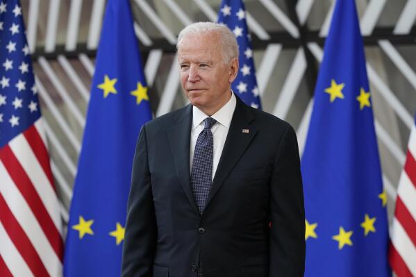 FILE - In this June 15, 2021, file photo President Joe Biden arrives for the United States-European Union Summit at the European Council in Brussels. (AP Photo/Patrick Semansky, File)
