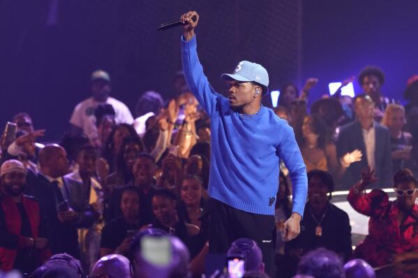 FILE - Chance the Rapper performs at the BET Awards on June 26, 2022, at the Microsoft Theater in Los Angeles. The Grammy winner along with rapper Vic Mensa will host the inaugural Black Line Star festival in Accra, Ghana, in January 2023. The weeklong festival will feature events, panel discussions and performances on Jan. 6, from Chance, Mensa, Erykah Badu, T-Pain, Jeremih, Sarkodie and Tobe Nwigwe. (AP Photo/Chris Pizzello, File)