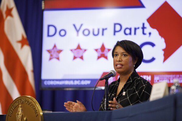 District of Columbia Mayor Muriel Bowser speaks during a news conference, Wednesday, May 27, 2020, in Washington. Bowser announced the start of the Phase 1 response to the coronavirus in Washington is to begin Friday, May 29. (AP Photo/Jacquelyn Martin)
