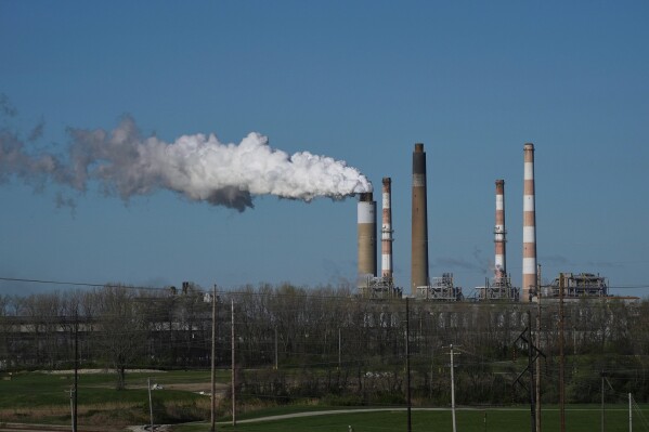 The Warrick Power Plant, a coal-fired electricity-generating station, operates, April 8, 2025, in Newburgh, Ind. (AP Photo/Joshua A. Bickel, File)
