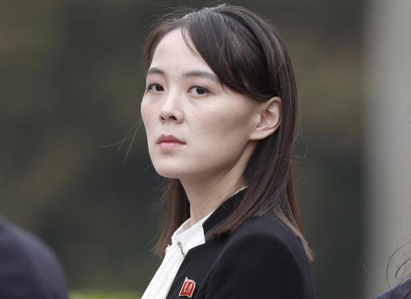 FILE - In this March 2, 2019, file photo, Kim Yo Jong, sister of North Korea's leader Kim Jong Un attends a wreath-laying ceremony at Ho Chi Minh Mausoleum in Hanoi, Vietnam. The Kim's sister said Friday, Sept. 24, 2021, North Korea is willing to resume talks with South Korea if it lifts hostility on her country. (Jorge Silva/Pool Photo via AP, File)
