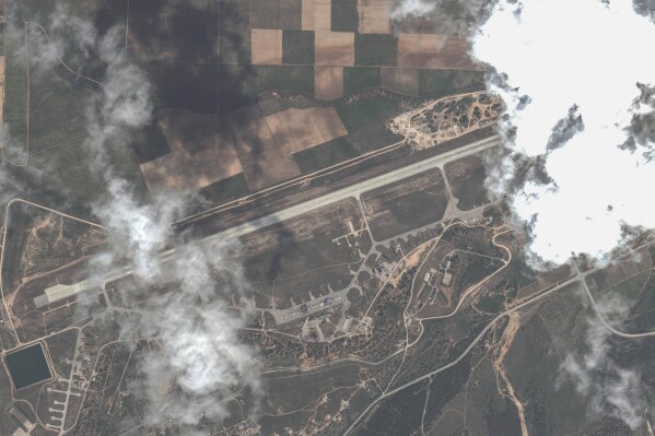 This image released by Maxar Technologies shows an overview of Belbek air base, near Sevastopol, in Crimea, Thursday, May 16, 2024. (Satellite image ©2024 Maxar Technologies via AP)