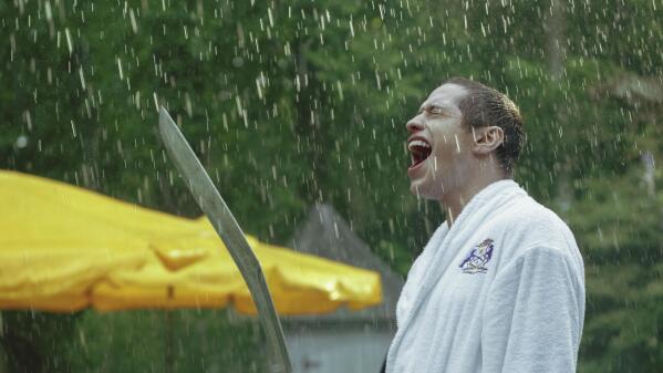 This image released by A24 shows Pete Davidson in a scene from "Bodies Bodies Bodies." (A24 via AP)
