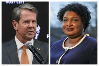 FILE - This combination of 2022 and 2021 photos shows Georgia Gov. Brian Kemp, left, and gubernatorial Democratic candidate Stacey Abrams. The Republican Kemp announced Wednesday, July 6, 2022, that his campaign committee had raised $3.8 million in the two months ended June 30. Abrams hasn't released June 30, 2022, numbers but raised more than $20 million between December and April. (AP Photo/Brynn Anderson, File)