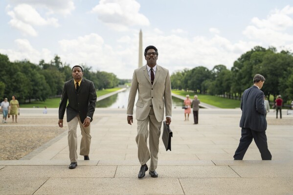 This image released by Netflix shows Jeffrey Mackenzie Jordan, left, and Colman Domingo as Bayard Rustin in a scene from 