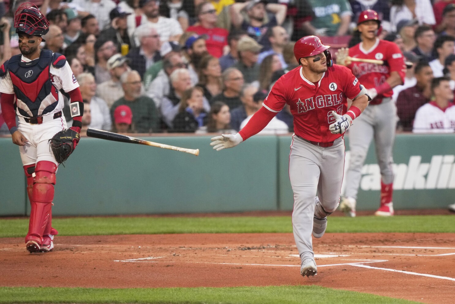Trout bounces back from injury with 3 more hits and his 2nd career homer at Fenway Park