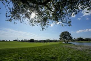 Francesco Molinari hits from the fairway during the first round of the Italian Open golf tournament, in Guidonia, in the outskirts of Rome, Thursday, Sept. 2, 2021. (AP Photo/Andrew Medichini)