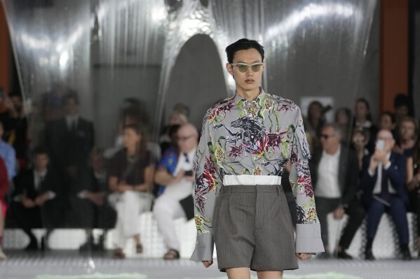 A model wears a creation of Louis Vuitton Men's fashion Spring