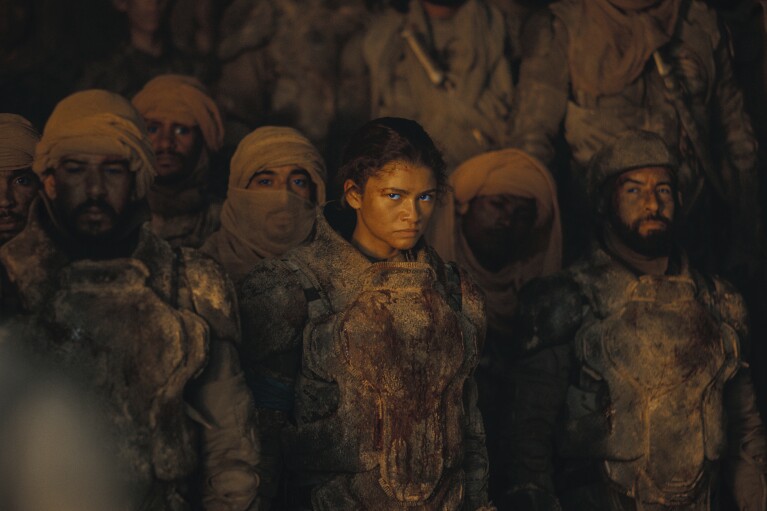 This image released by Warner Bros. Pictures shows Zendaya in a scene from "Dune: Part Two." (Warner Bros. Pictures via AP)