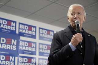 President Joe Biden speaks at the Biden campaign headquarters in Wilmington, Del., Saturday, Feb. 3, 2024. (AP Photo/Alex Brandon)
