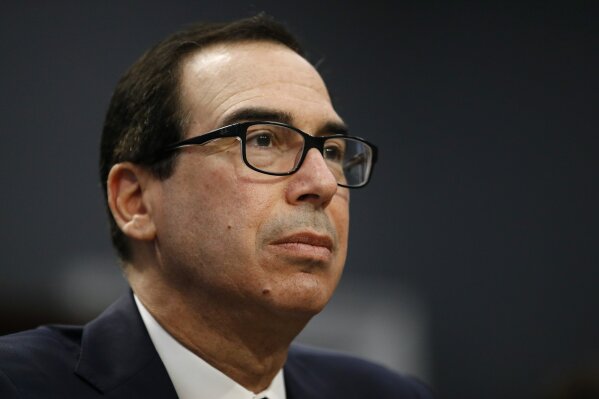 
              Treasury Secretary Steven Mnuchin testifies before a House Appropriations subcommittee hearing, Tuesday, April 9, 2019, on Capitol Hill in Washington. Mnuchin said Tuesday that his department intends to "follow the law" and is reviewing a request by a top House Democrat to provide Trump's tax returns to lawmakers. (AP Photo/Patrick Semansky)
            