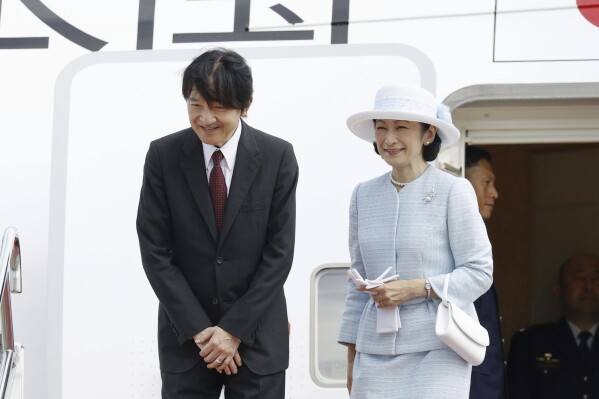 Japanese Crown Prince Akishino and Crown Princess Kiko prepares to leave Haneda airport in Tokyo Wednesday, Sept. 20, 2023. Akishino, the younger brother of Emperor Naruhito, is on his way to Vietnam on Wednesday to mark the 50th anniversary of diplomatic relations between the two countries. (Kyodo News via AP)