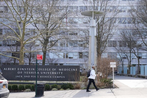 The campus of the Albert Einstein College of Medicine is seen, Tuesday, Feb. 27, 2024, in the Bronx borough of New York. The medical school will be tuition-free for all students from now on thanks to a $1 billion donation from former professor Ruth Gottesman, the widow of a Wall Street investor. (AP Photo/Mary Altaffer)