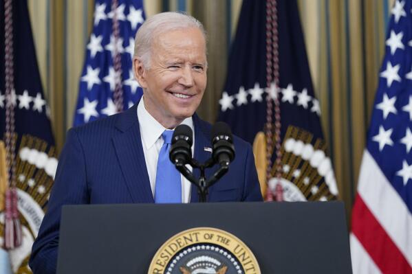 President Joe Biden arrives to speak in the State Dining Room of the White House in Washington, Wednesday, Nov. 9, 2022. (AP Photo/Susan Walsh)