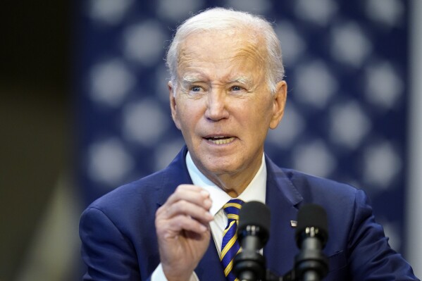 President Joe Biden speaks about his administration's economic agenda at Prince George's Community College, Center for the Performing Arts, Thursday, Sept. 14, 2023, in Largo, Md. (AP Photo/Alex Brandon)