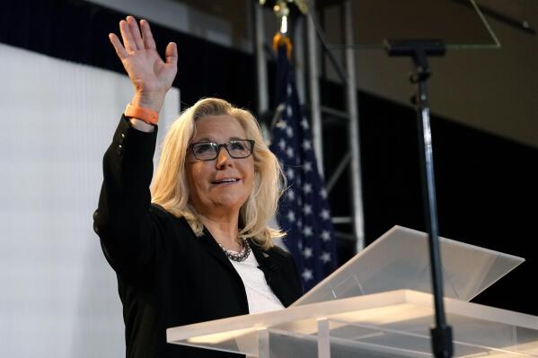 FILE - Rep. Liz Cheney, R-Wyo., vice chair of the House Select Committee investigating the Jan. 6 U.S. Capitol insurrection, a speech at the Ronald Reagan Presidential Library and Museum, June 29, 2022, in Simi Valley, Calif. Cheney's unrelenting criticism of former President Donald Trump from a Capitol Hill committee room represents the centerpiece of an unconventional campaign strategy that may well lead to her political demise, at least in the short term. (AP Photo/Mark J. Terrill)