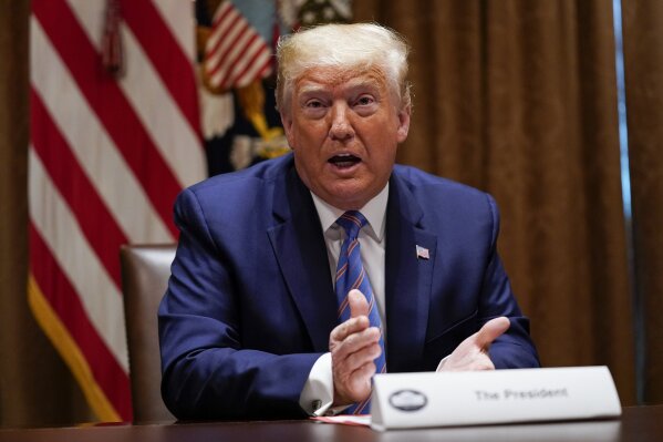 President Donald Trump speaks during a roundtable about America's seniors, in the Cabinet Room of the White House, Monday, June 15, 2020, in Washington. (AP Photo/Evan Vucci)