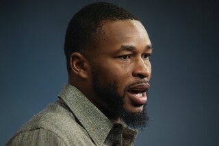 Chicago Bears safety Kevin Byard speaks during an NFL football press conference Thursday, March 14, 2024, at Halas Hall in Lake Forest, Ill. (AP Photo/Erin Hooley)