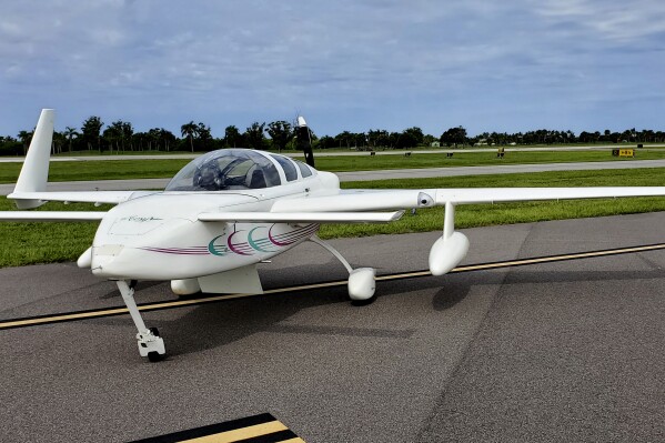 This June 22, 2022 photo provided by Thane Ostroth shows the Cozy Mark IV plane that crashed into the ocean off the California coast on Sunday, Jan. 14, 2024. The small airplane that crashed into the ocean off the California coast over the weekend was constructed piecemeal over nearly a decade in a Michigan basement, garage and backyard, one of tens of thousands of home-built aircraft that are part of a high-flying hobby taking off across the U.S. (Thane Ostroth via AP)