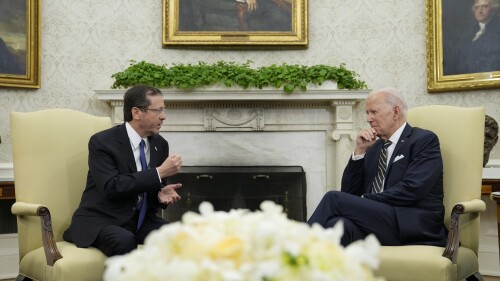 President Joe Biden meets with Israel's President Isaac Herzog in the Oval Office of the White House in Washington, Tuesday, July 18, 2023. (AP Photo/Susan Walsh)