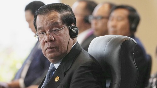 FILE - Cambodia's Prime Minister Hun Sen attends the 42nd ASEAN Summit in Labuan Bajo, East Nusa Tenggara province, Indonesia, on May 10, 2023. Cambodia’s long-serving, tough-talking leader, Hun Sen, says he is considering banning Facebook in his country, largely because he is fed up with the abuse he receives on it from his political foes abroad. On Wednesday, June 28, he suddenly announced he will no longer upload to Facebook and will instead depend on Telegram to get his message across. (AP Photo/Achmad Ibrahim, Pool, File)