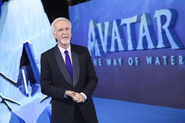 Director James Cameron poses for photographers upon arrival at the World premiere of the film 'Avatar: The Way of Water' in London, Tuesday, Dec. 6, 2022. (Photo by Vianney Le Caer/Invision/AP)