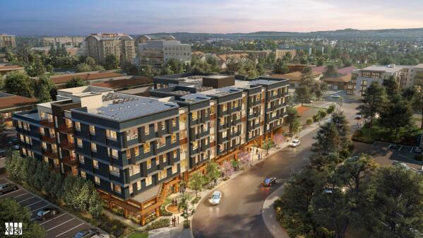 330 Distel Circle, a proposed 90-unit affordable housing project being developed by EAH Housing and the first 100% affordable housing project in The City of Los Altos. Photo Credit: KTGY