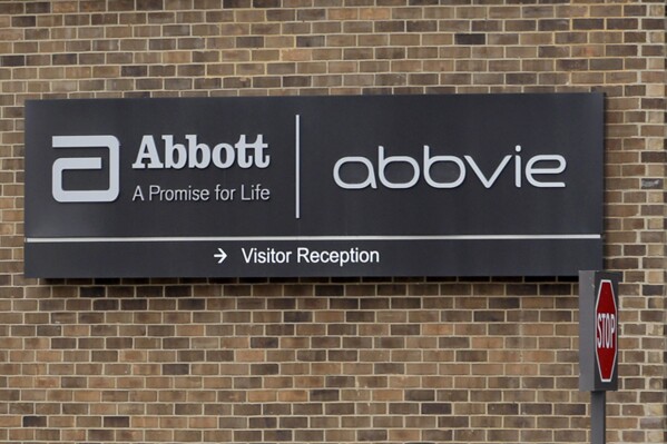 FILE - This Jan. 24, 2015, file photo, shows the exterior of AbbVie, in Lake Bluff, Ill. AbbVie is buying ImmunoGen in a deal valued at about $10.1 billion with the goal of speeding the pharmaceutical's entry into the market for ovarian cancer treatments. (AP Photo/Nam Y. Huh, File)