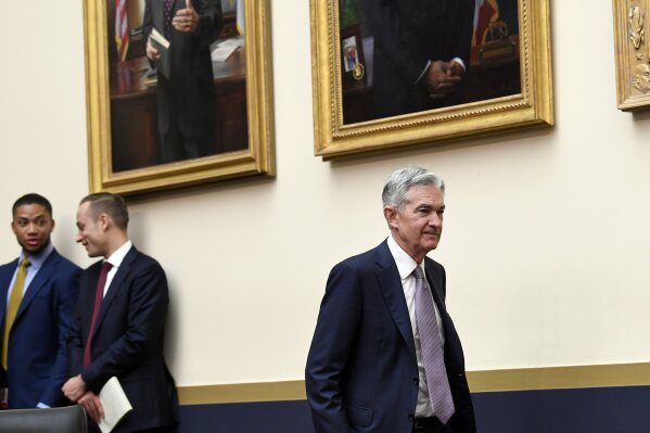 Federal Reserve Chairman Jerome Powell arrives to testify before the House Financial Services Committee on Capitol Hill in Washington, Wednesday, July 10, 2019. (AP Photo/Susan Walsh)