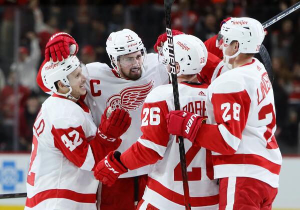 Larkin's first career hat trick powers Red Wings past Devils - The
