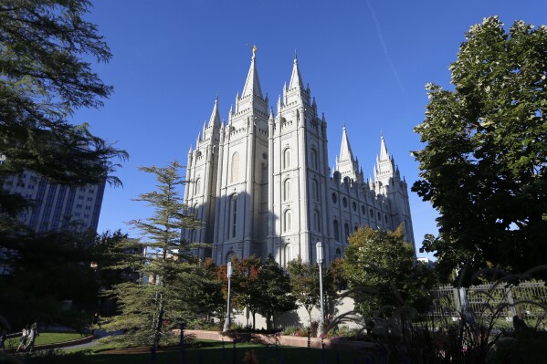 FILE - The Salt Lake Temple stands at Temple Square in Salt Lake City on Oct. 5, 2019. On Friday, Nov. 3, 2023, an Arizona Superior Court judge dismissed a high-profile child sexual abuse lawsuit against The Church of Jesus Christ of Latter-day Saints, ruling that church officials who knew that Paul Adams, a parishioner, was sexually abusing his daughter had no duty to report the abuse to police or social service agencies because the information was received during a spiritual confession. (AP Photo/Rick Bowmer, File)