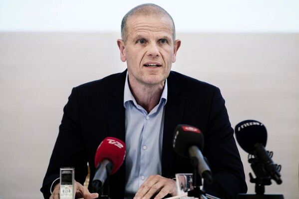 FILE - Lars Findsen, former head of the foreign intelligence service, known as FE, speaks at Kastellet in Copenhagen, on Dec. 19, 2017. Two cases against a former defense minister and the former head of the country’s foreign intelligence service who had been charged with leaking secrets have been abandoned because “highly classified information” cannot be presented in court. Denmark’s prosecution authority said Wednesday, Nov. 1, 2023, that it was “in the interests of the state’s security.