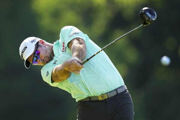 Ryan Fox tees off on the fourth hole during the second round of the Canadian Open golf tournament in Hamilton, Ontario, Friday, May 31, 2024. (Nathan Denette/The Canadian Press via AP)